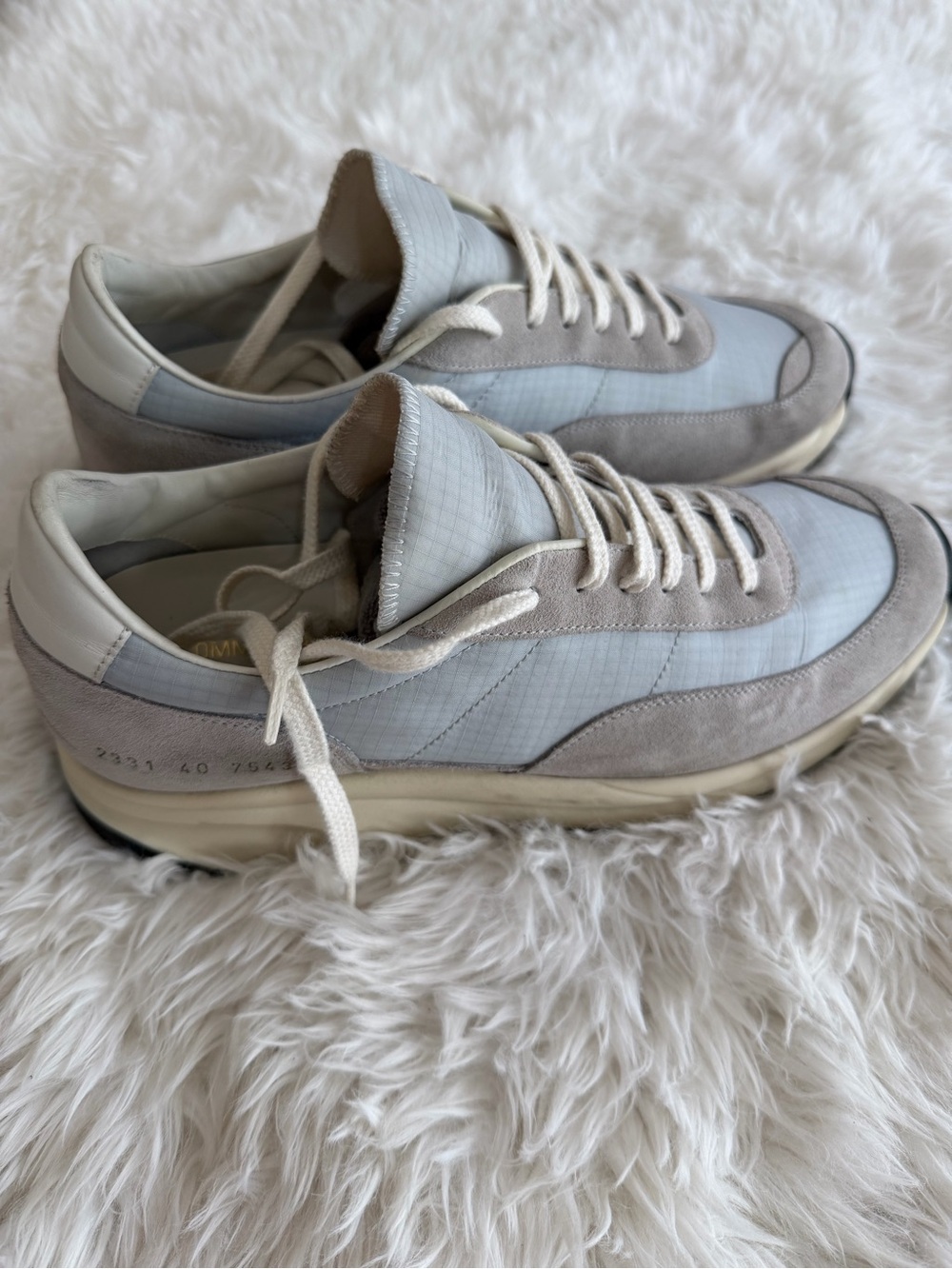 Common Projects Men's Suede-Trim Athletic Sneakers in Light Gray Size 40 US 7